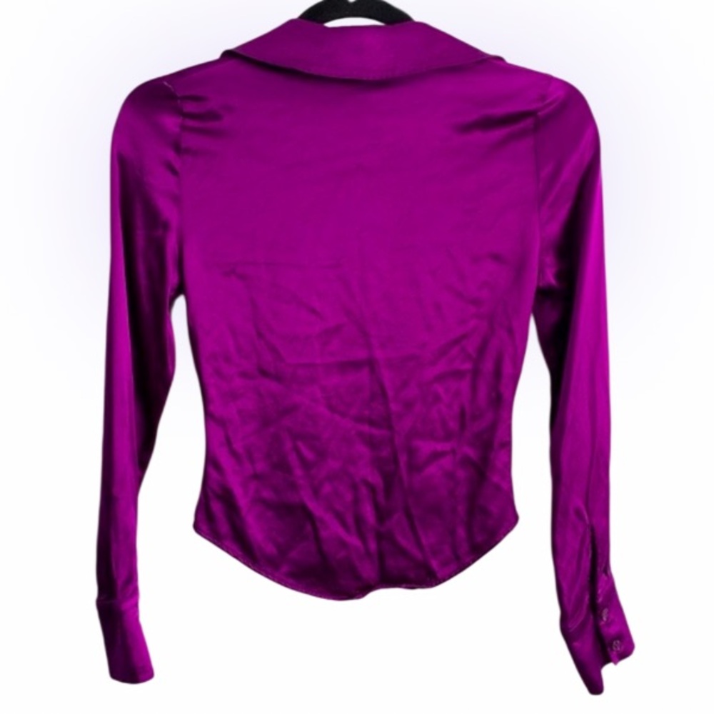Zara Shiny Purple Long Sleeves Shirt - Picture 2 of 3